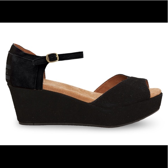 Toms Shoes - Toms Black suede platform sandal 6.5